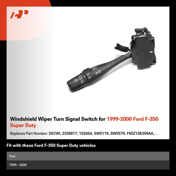 Windshield Wiper Turn Signal Switch for 1999-2000 Ford F-350 Super Duty