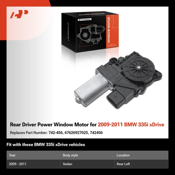 Rear Driver Power Window Motor for 2009-2011 BMW 335i xDrive