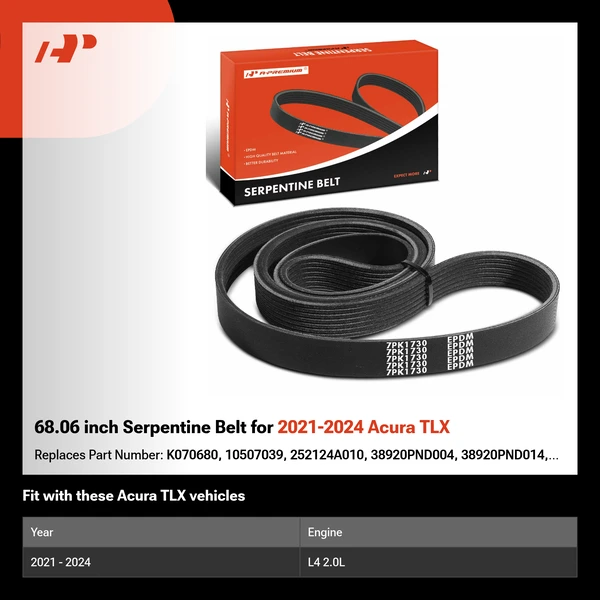 68.06 inch Serpentine Belt for 2021-2024 Acura TLX