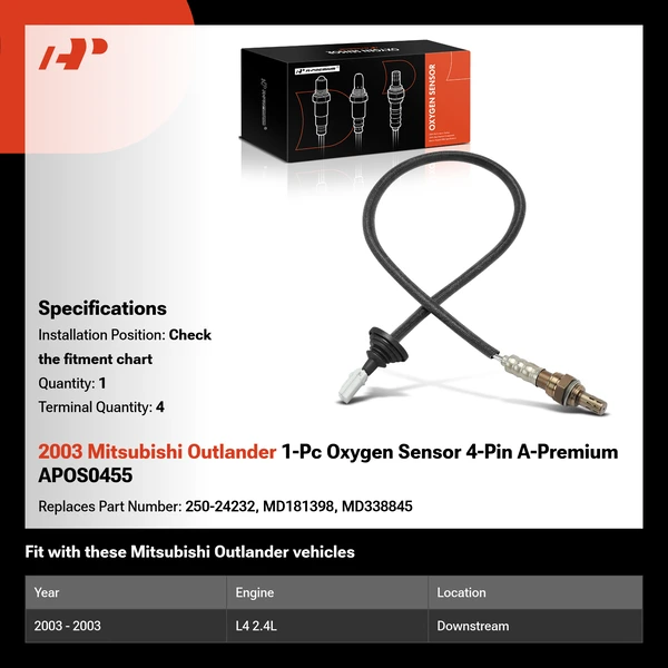 2003 Mitsubishi Outlander 1-Pc Oxygen Sensor 4-Pin A-Premium APOS0455