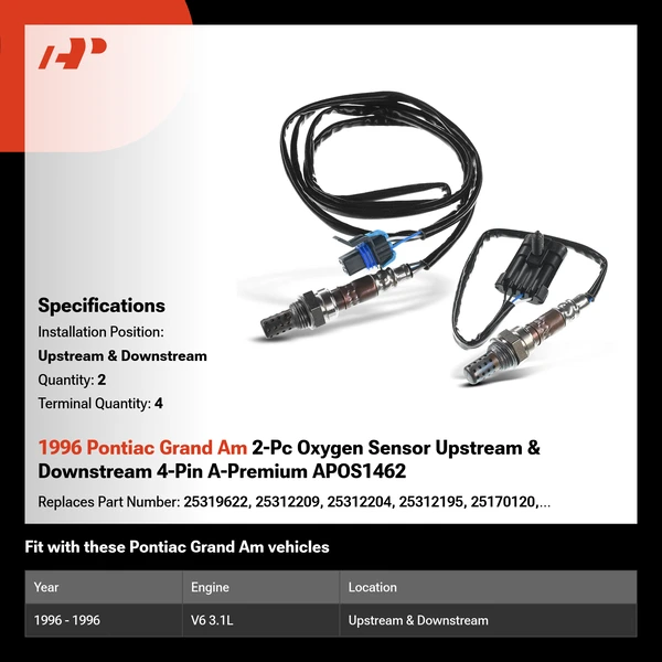 1996 Pontiac Grand Am 2-Pc Oxygen Sensor Upstream & Downstream 4-Pin A-Premium APOS1462