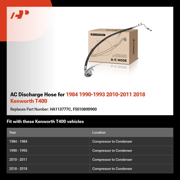 AC Discharge Hose for 1984 1990-1993 2010-2011 2018 Kenworth T400