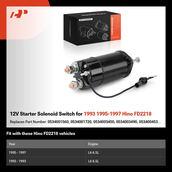 12V Starter Solenoid Switch for 1993 1995-1997 Hino FD2218