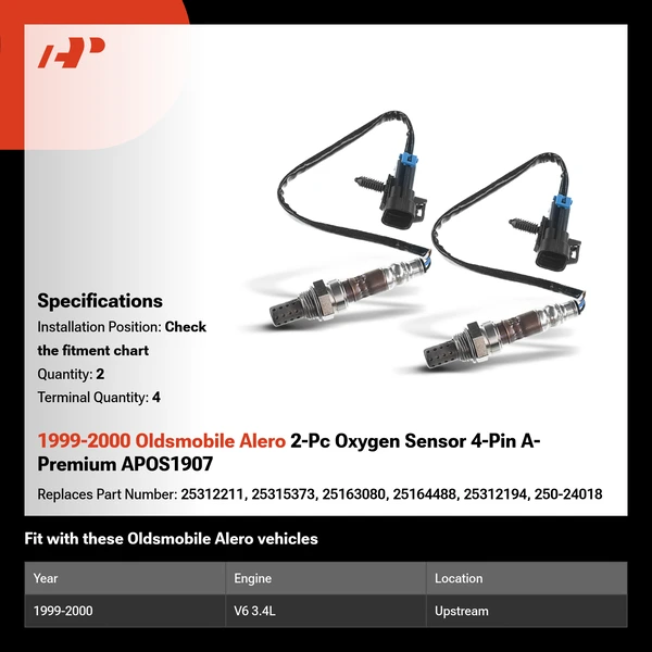 1999-2000 Oldsmobile Alero 2-Pc Oxygen Sensor 4-Pin A-Premium APOS1907