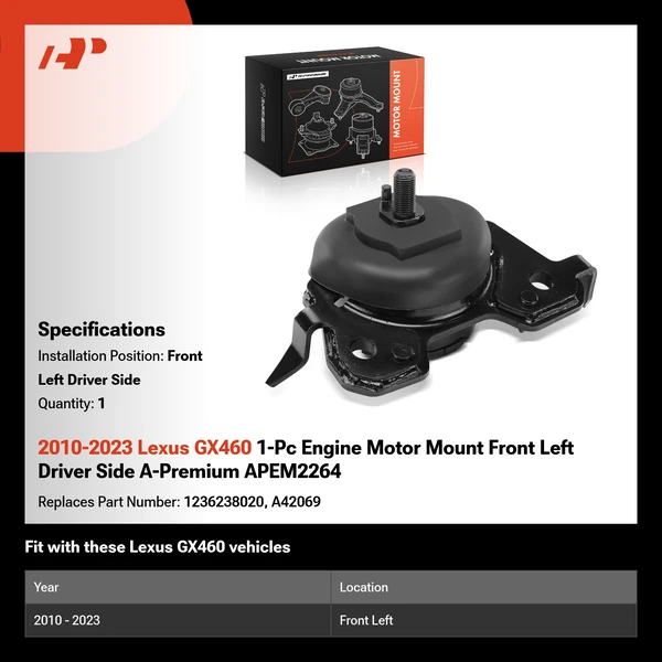 2010-2023 Lexus GX460 1-Pc Engine Motor Mount Front Left Driver Side A-Premium APEM2264