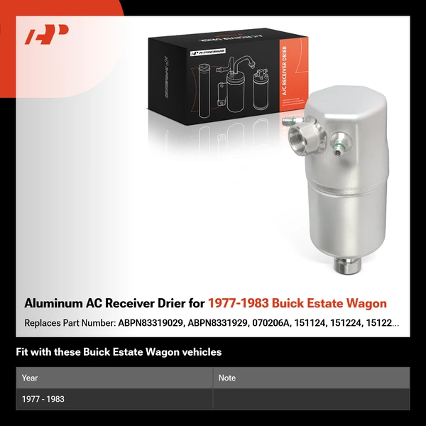 Aluminum AC Receiver Drier for 1977-1983 Buick Estate Wagon