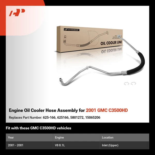 Engine Oil Cooler Hose Assembly for 2001 GMC C3500HD