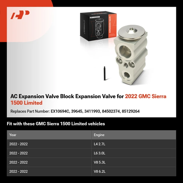AC Expansion Valve Block Expansion Valve for 2022 GMC Sierra 1500 Limited