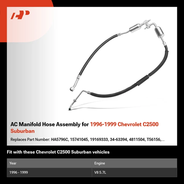AC Manifold Hose Assembly for 1996-1999 Chevrolet C2500 Suburban
