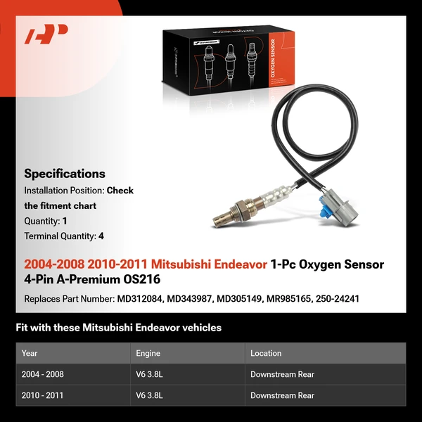 2004-2008 2010-2011 Mitsubishi Endeavor 1-Pc Oxygen Sensor 4-Pin A-Premium OS216