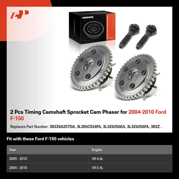 2 Pcs Timing Camshaft Sprocket Cam Phaser for 2004-2010 Ford F-150