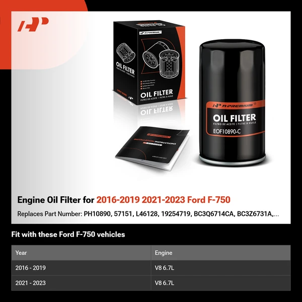 Engine Oil Filter for 2016-2019 2021-2023 Ford F-750