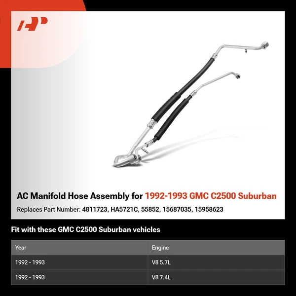 AC Manifold Hose Assembly for 1992-1993 GMC C2500 Suburban