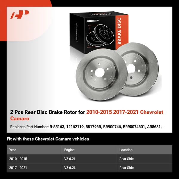 2 Pcs Rear Disc Brake Rotor for 2010-2015 2017-2021 Chevrolet Camaro