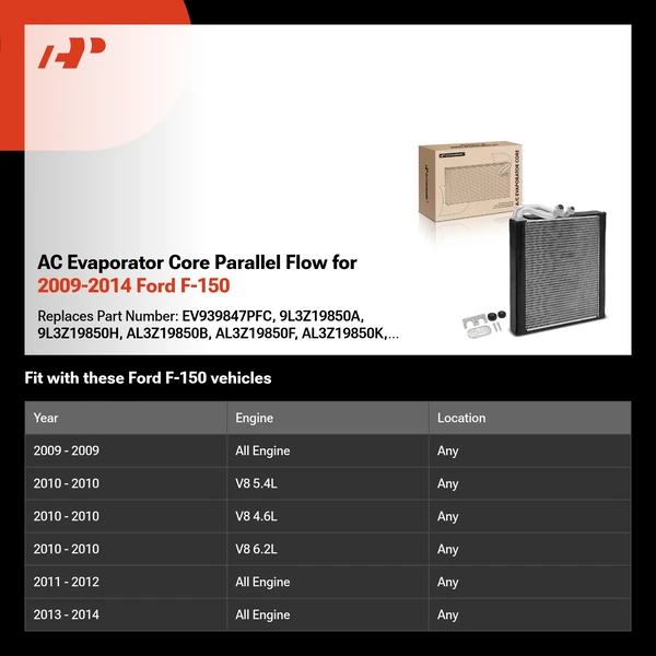 AC Evaporator Core Parallel Flow for 2009-2014 Ford F-150