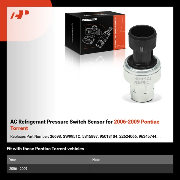AC Refrigerant Pressure Switch Sensor for 2006-2009 Pontiac Torrent