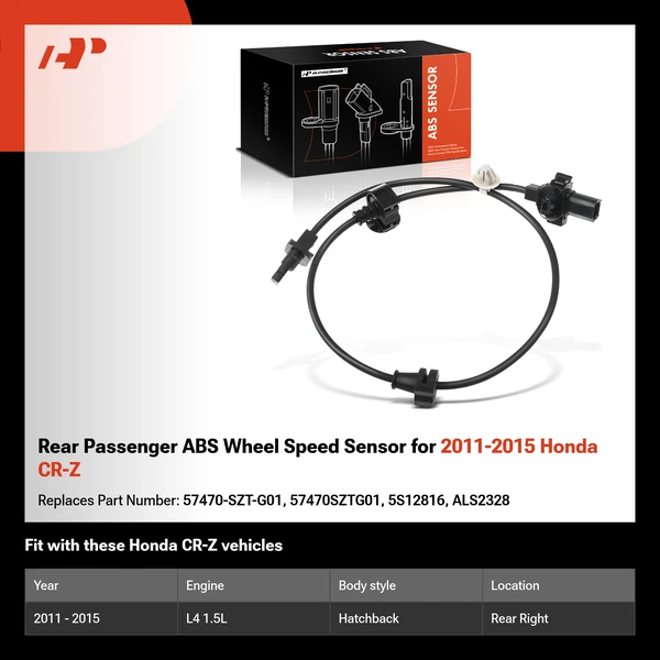 Rear Passenger ABS Wheel Speed Sensor for 2011-2015 Honda CR-Z