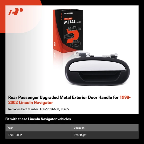 Rear Passenger Upgraded Metal Exterior Door Handle for 1998-2002 Lincoln Navigator