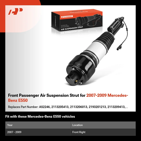 Front Passenger Air Suspension Strut for 2007-2009 Mercedes-Benz E550
