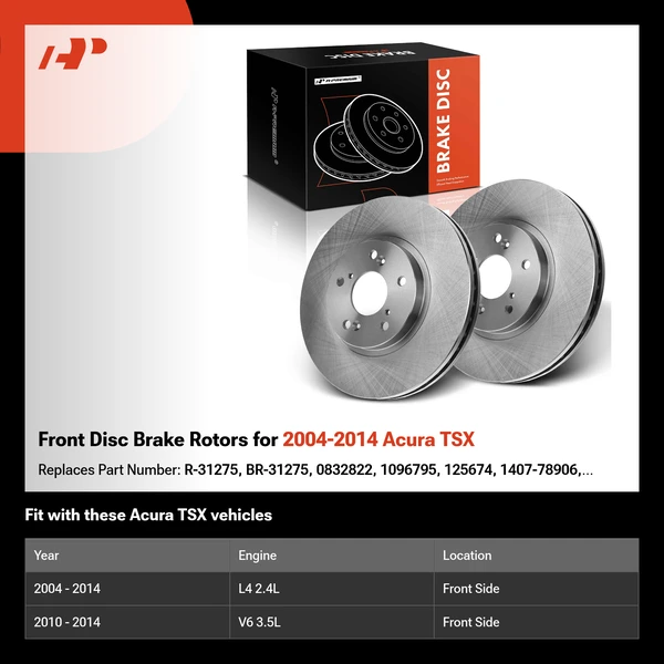 Front Disc Brake Rotors for 2004-2014 Acura TSX