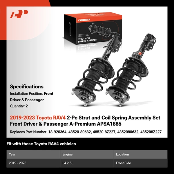 2019-2023 Toyota RAV4 2-Pc Strut and Coil Spring Assembly Set Front Driver & Passenger A-Premium APSA1885