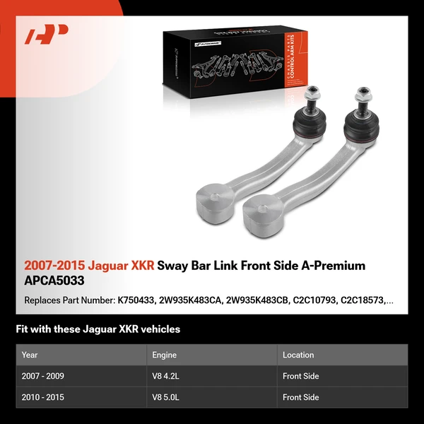 2007-2015 Jaguar XKR Sway Bar Link Front Side A-Premium APCA5033