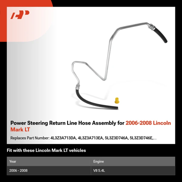Power Steering Return Line Hose Assembly for 2006-2008 Lincoln Mark LT