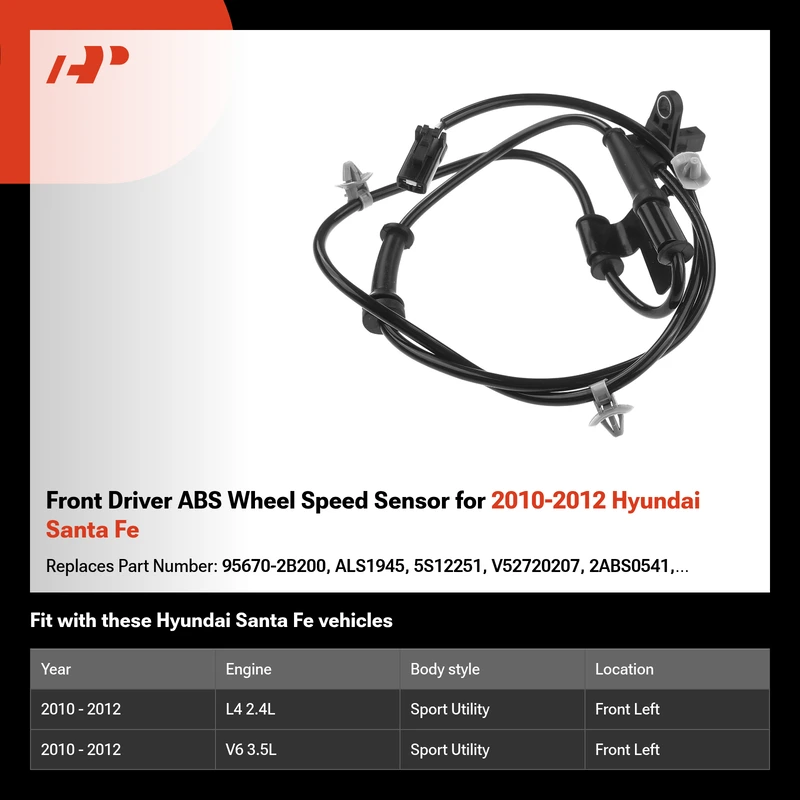 Front Driver ABS Wheel Speed Sensor for 2010-2012 Hyundai Santa Fe