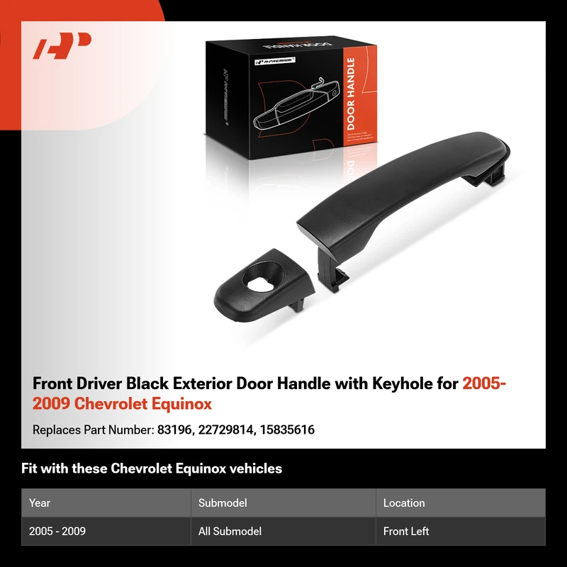 Front Driver Black Exterior Door Handle with Keyhole for 2005-2009 Chevrolet Equinox
