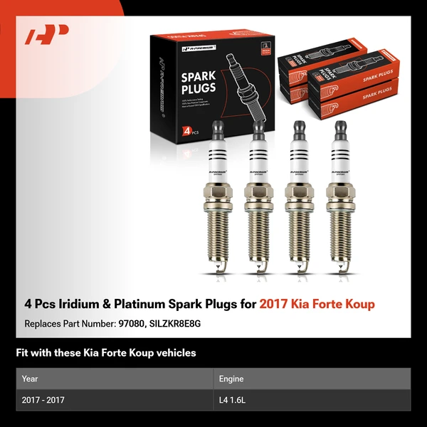 4 Pcs Iridium & Platinum Spark Plugs for 2017 Kia Forte Koup