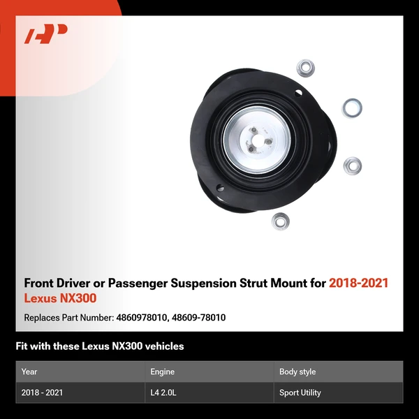 Front Driver or Passenger Suspension Strut Mount for 2018-2021 Lexus NX300