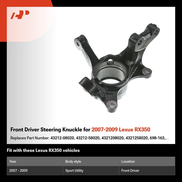 Front Driver Steering Knuckle for 2007-2009 Lexus RX350