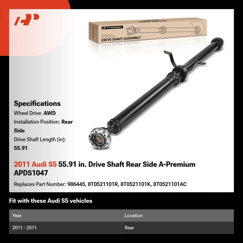 2011 Audi S5 55.91 in. Drive Shaft Rear Side A-Premium APDS1047