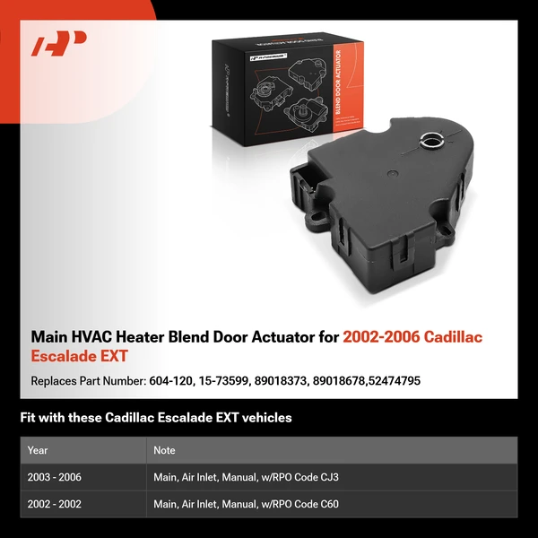 Main HVAC Heater Blend Door Actuator for 2002-2006 Cadillac Escalade EXT