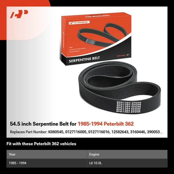 54.5 inch Serpentine Belt for 1985-1994 Peterbilt 362