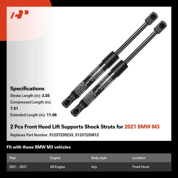 2 Pcs Front Hood Lift Supports Shock Struts for 2021 BMW M3