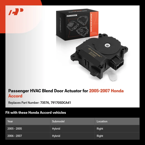 Passenger HVAC Blend Door Actuator for 2005-2007 Honda Accord
