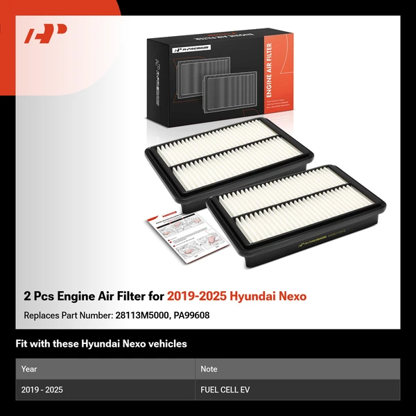 2 Pcs Engine Air Filter for 2019-2025 Hyundai Nexo