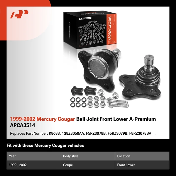 1999-2002 Mercury Cougar Ball Joint Front Lower A-Premium APCA3514