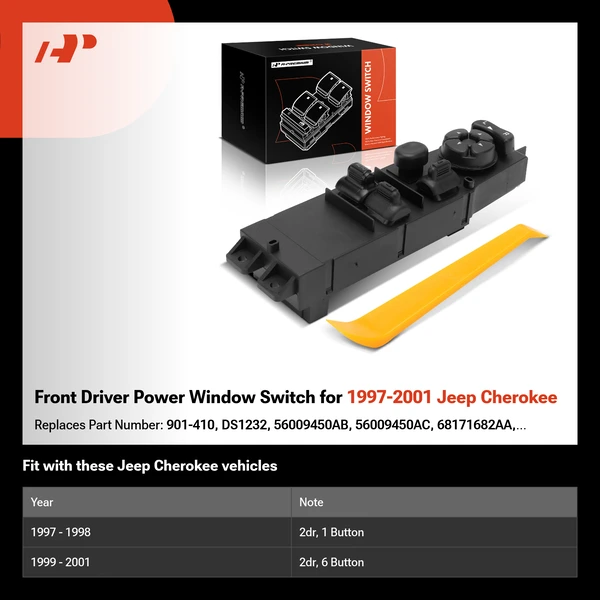 Front Driver Power Window Switch for 1997-2001 Jeep Cherokee
