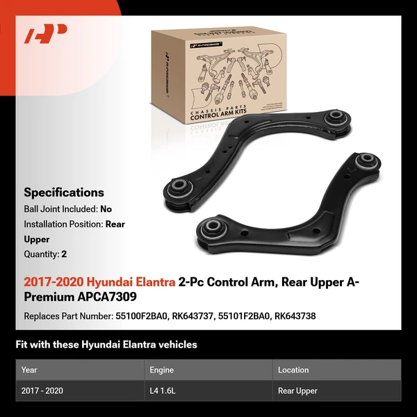 2017-2020 Hyundai Elantra 2-Pc Control Arm, Rear Upper A-Premium APCA7309