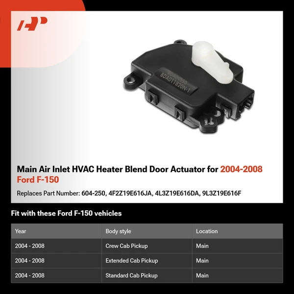 Main Air Inlet HVAC Heater Blend Door Actuator for 2004-2008 Ford F-150