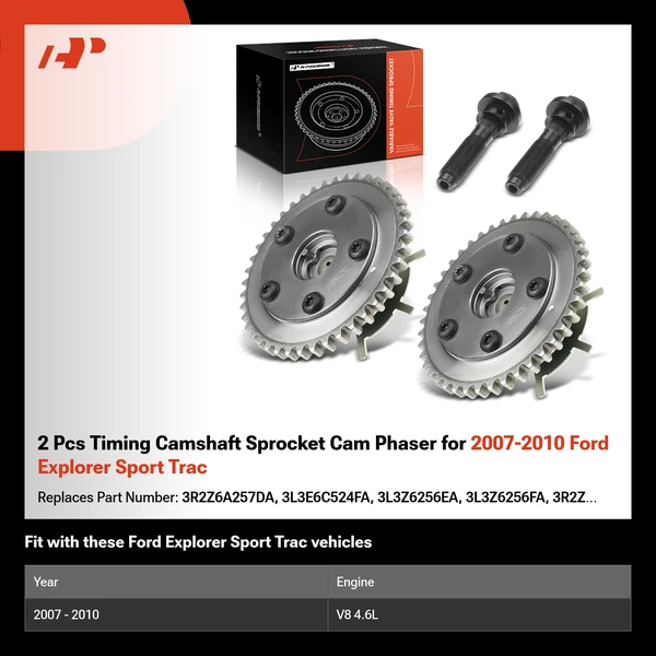 2 Pcs Timing Camshaft Sprocket Cam Phaser for 2007-2010 Ford Explorer Sport Trac