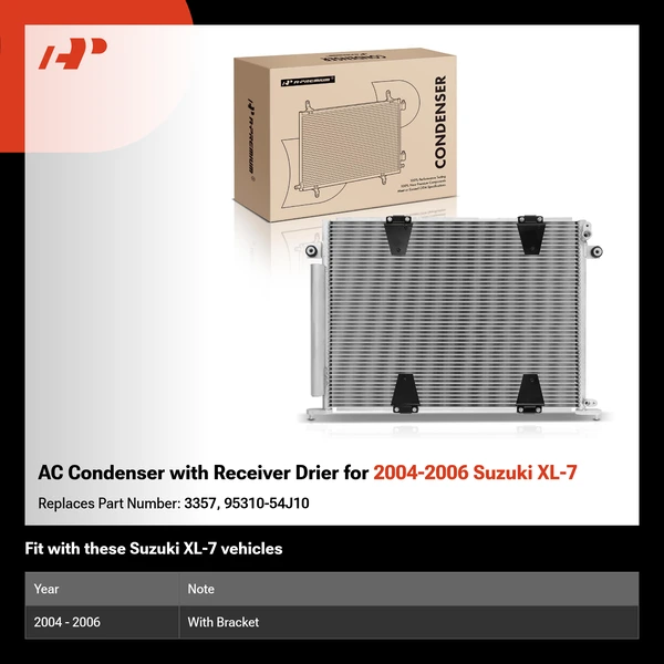 AC Condenser with Receiver Drier for 2004-2006 Suzuki XL-7