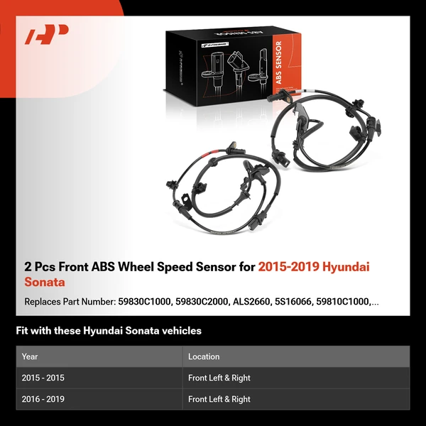 2 Pcs Front ABS Wheel Speed Sensor for 2015-2019 Hyundai Sonata