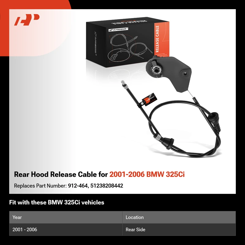 Rear Hood Release Cable for 2001-2006 BMW 325Ci