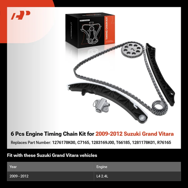 6 Pcs Engine Timing Chain Kit for 2009-2012 Suzuki Grand Vitara