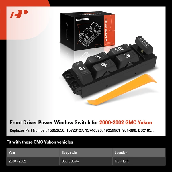 Front Driver Power Window Switch for 2000-2002 GMC Yukon