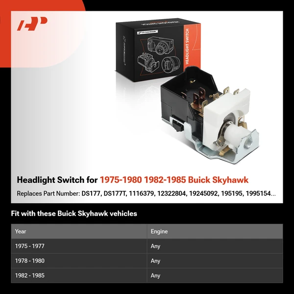 Headlight Switch for 1975-1980 1982-1985 Buick Skyhawk