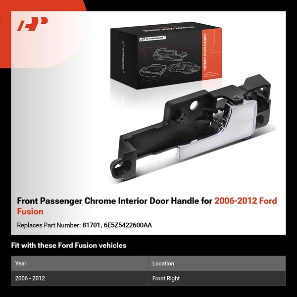 Front Passenger Chrome Interior Door Handle for 2006-2012 Ford Fusion